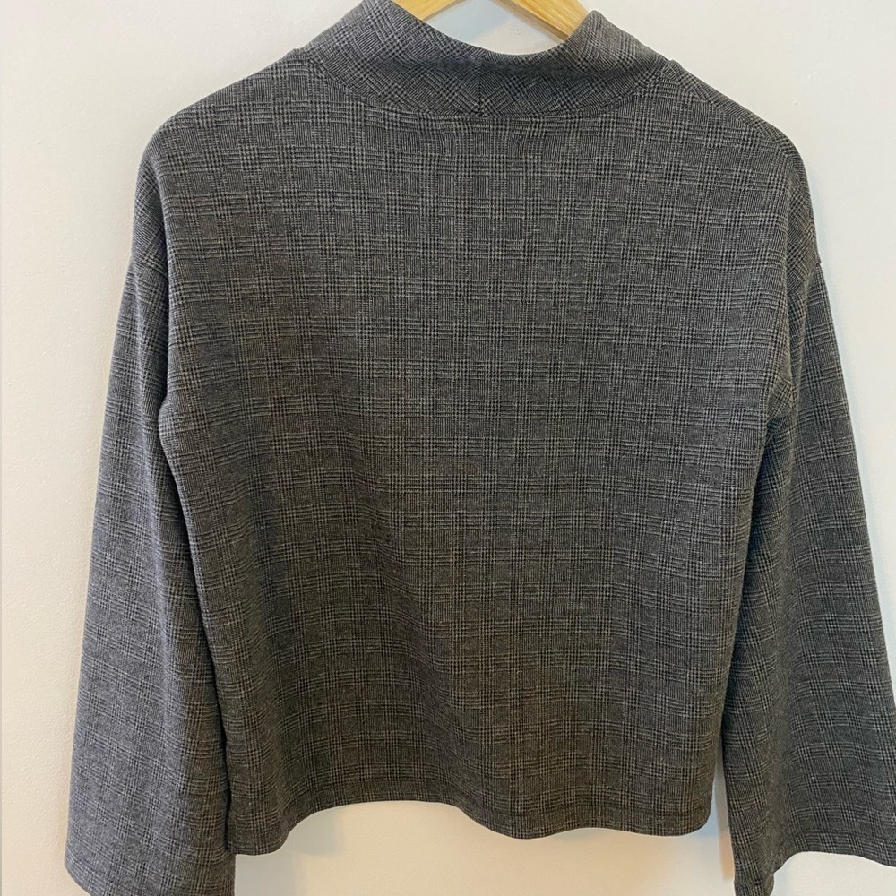 Madewell Wide Sleeve Mock Neck Top in Glen Plaid - Picture 9 of 11